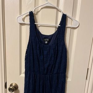 Blue Lace Knee Length Dress